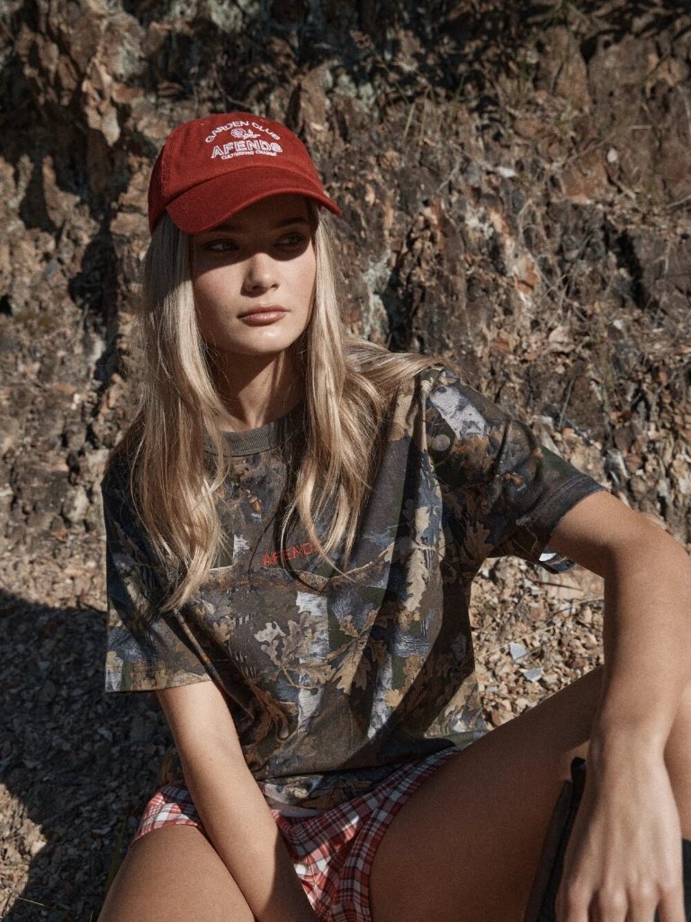 Afends "Find Me" Real Tree Camo Crop Tee - Size Large